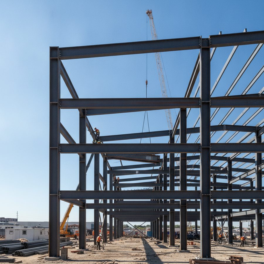 Structural steel building framework fabricated by Rosmar Welding